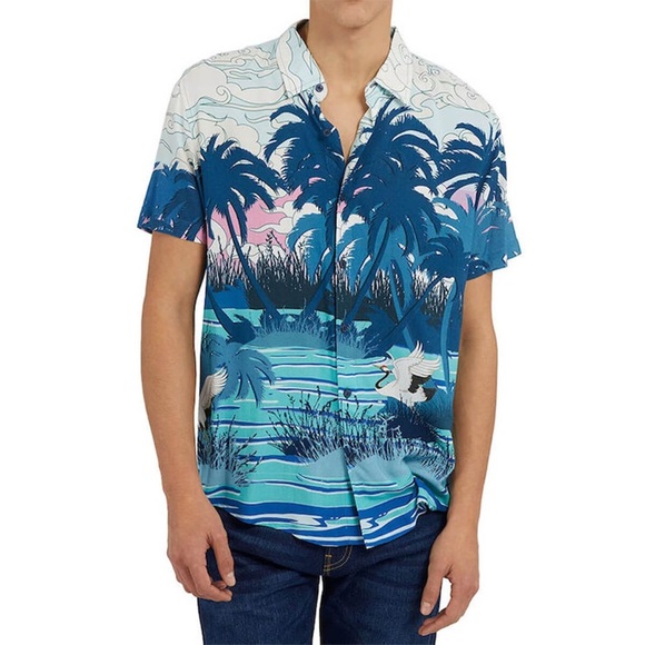 New GUESS Men's Multicolor Printed Shirt SZ XL - Picture 1 of 10